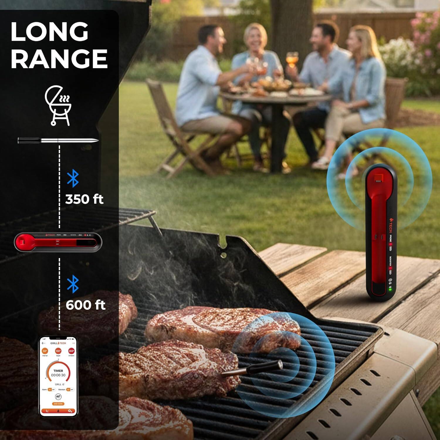 LONG RANGE  
350 ft  
600 ft  
TIME 00:00:30