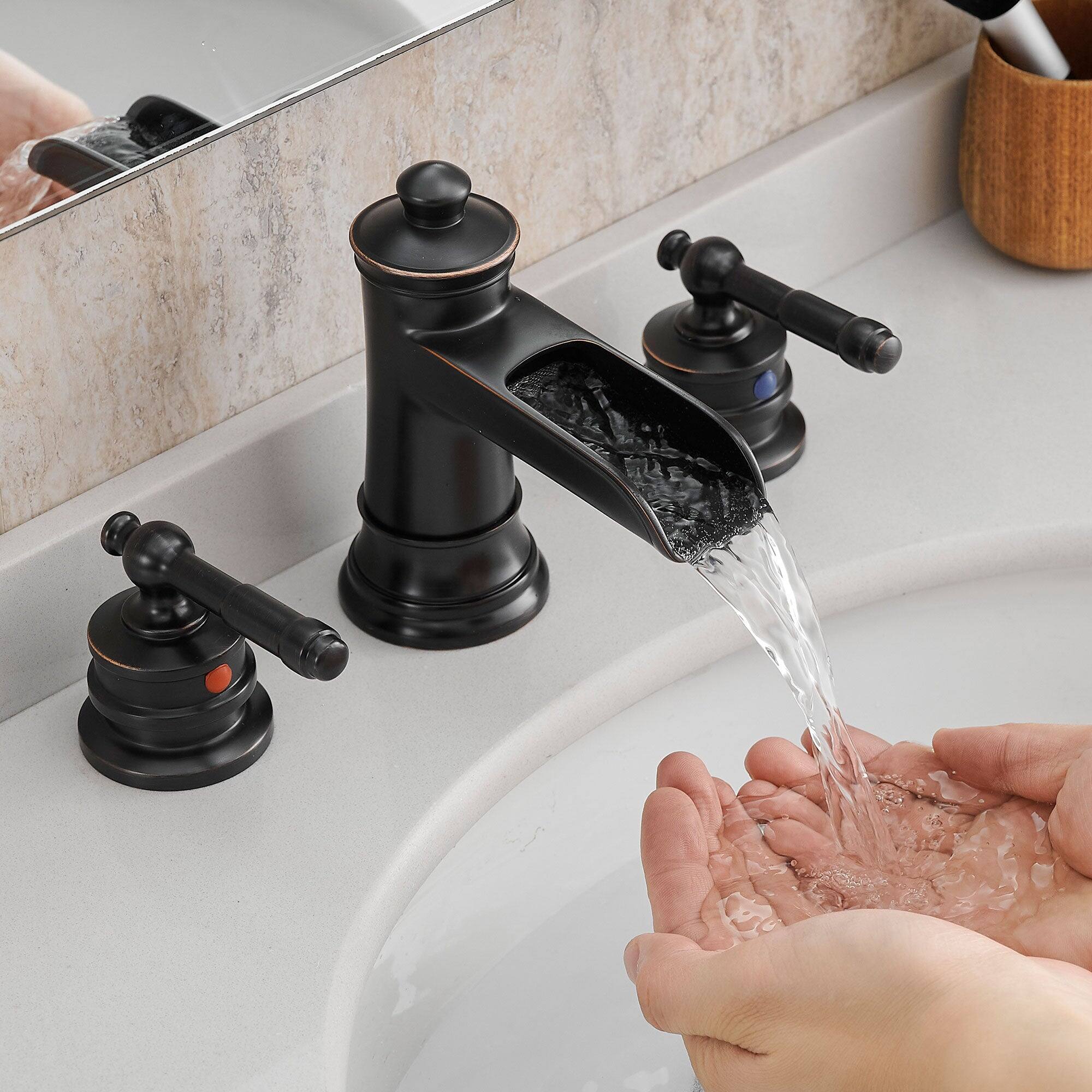 Alt View 4. Boyel Living - Classic 8 in. Widespread Double Handle Bathroom Faucet with Pop Up Drain, Water Supply Hoses in Oil Rubbed Bronze - Oil Rubbed Bronze.