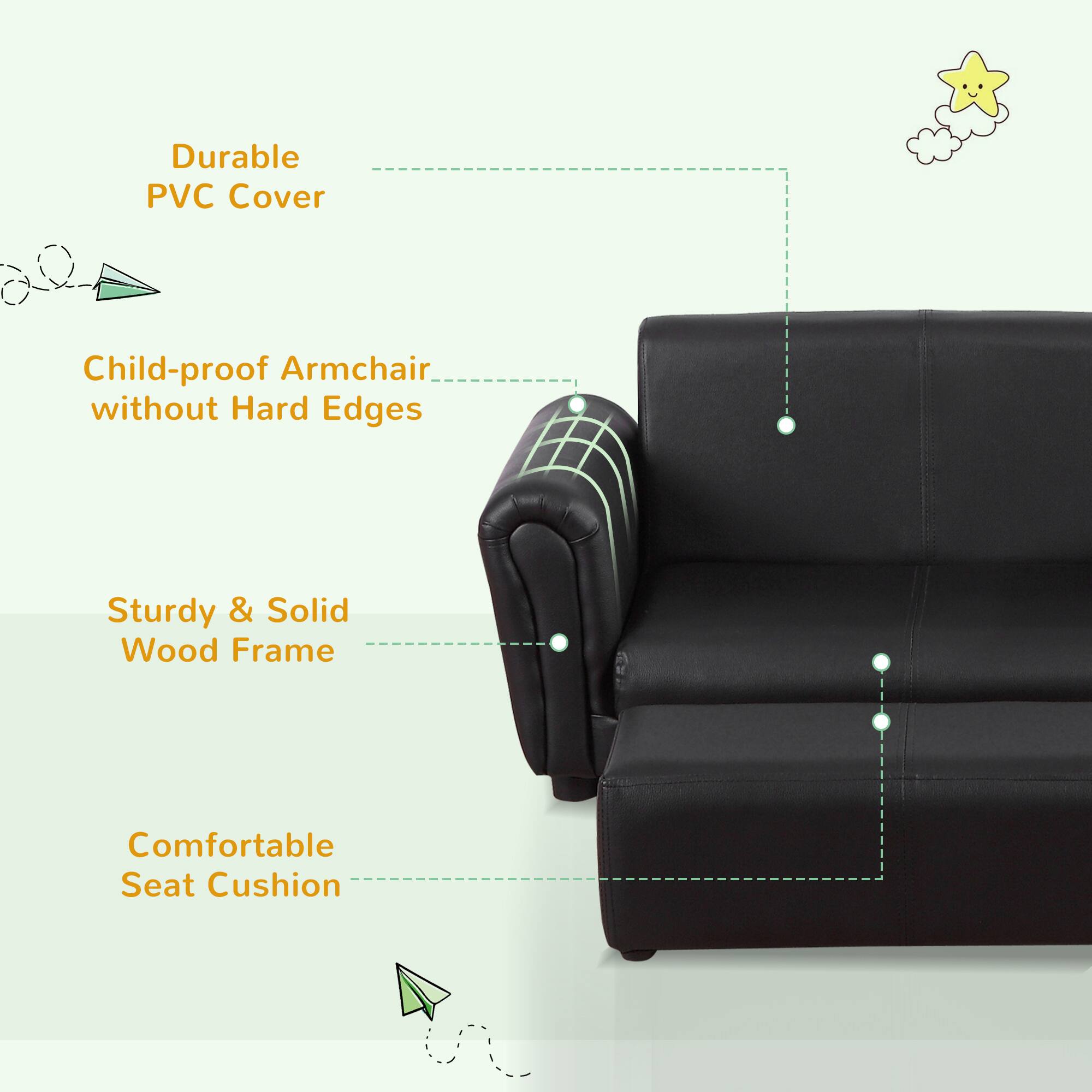 - Durable PVC Cover
- Child-proof Armchair without Hard Edges
- Sturdy & Solid Wood Frame
- Comfortable Seat Cushion