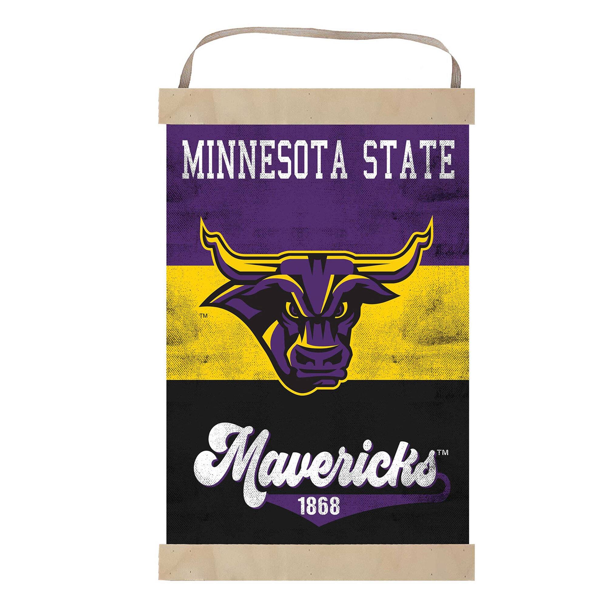 Jardine - Minnesota State Mavericks Reversible Retro Logo Banner Sign - Purple