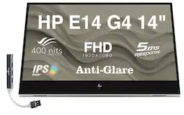 HP - E14 G4 14" FHD IPS Monitor, 5ms Response Time, Flicker Free, 400 nits Brightness & DKZ Hub, (1B065AA#AC3) - Silver