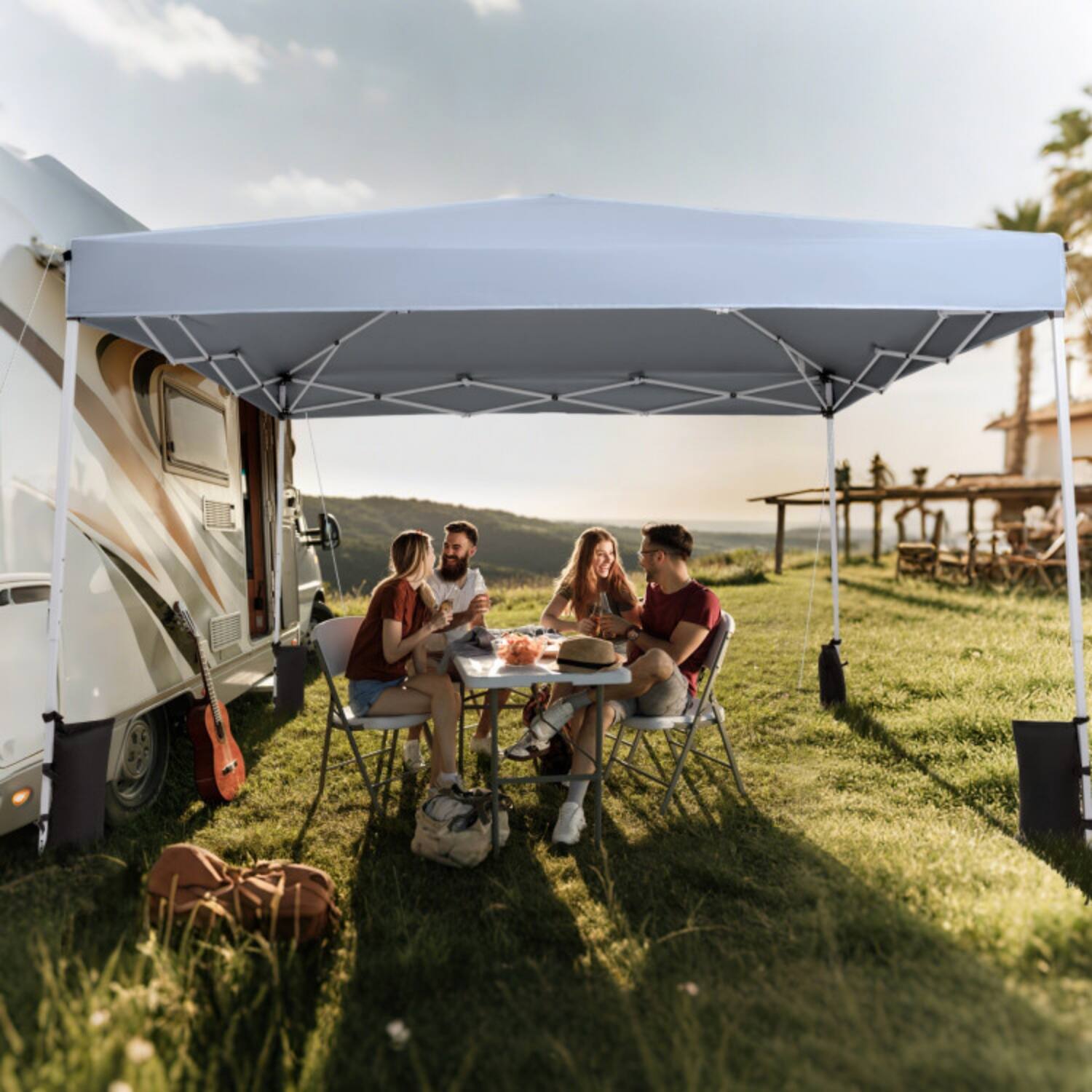 Alt View 4. Mondawe - 10 x 10 FT Pop-Up Canopy Tent with Carry Bag and 4 Sandbags10 x 10 FT Pop-Up Canopy Tent with Carry Bag and 4 Sandbags - Gray.