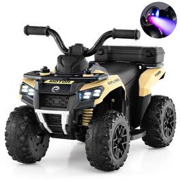 Gymax - 6V Kids Ride On ATV w/ Music & Spray Function USB Port Storage Box Toy Car khaki - Brown