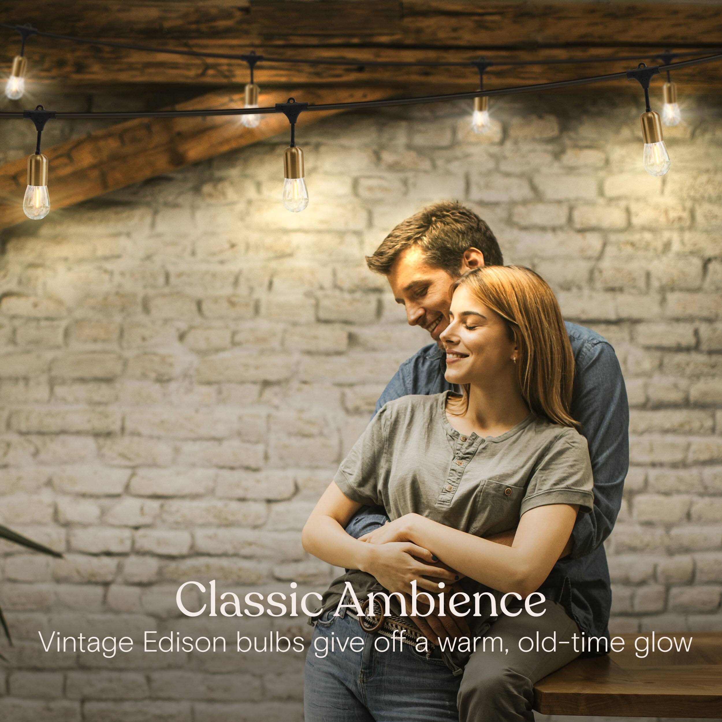 Classic Ambience  
Vintage Edison bulbs give off a warm, old-time glow