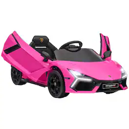 Ropilly - 12V Pink Lamborghini Ride On Car Kids Electric Car with Remote Control