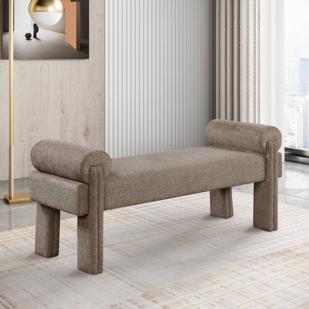 Alt View 1. Meridian Furniture - Stefano Brown Polyester Fabric Bench - Brown.