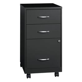 Space Solutions - 18" Deep 3 Drawer Mobile Organizer Metal Cabinet with 2 Box Drawers and File Drawer - Charcoal