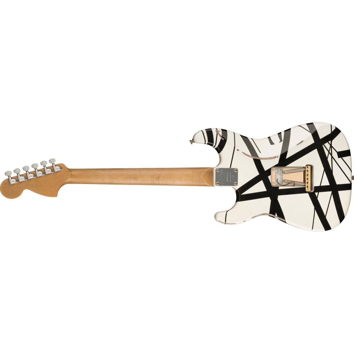 Alt View 1. EVH - EVH Striped Series '78 Eruption Electric Guitar, White with Black Stripes Relic.