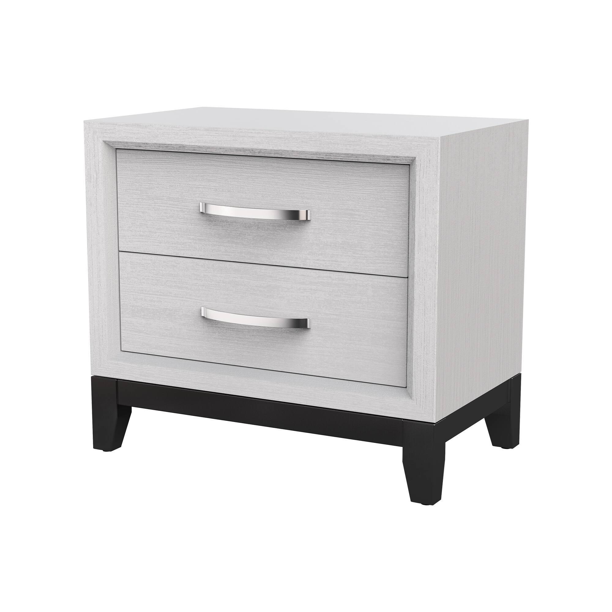 Alt View 1. Vaczon - Modern Nightstand with Two-Tone Design and Wooden Legs, Bedroom Side Table - White.