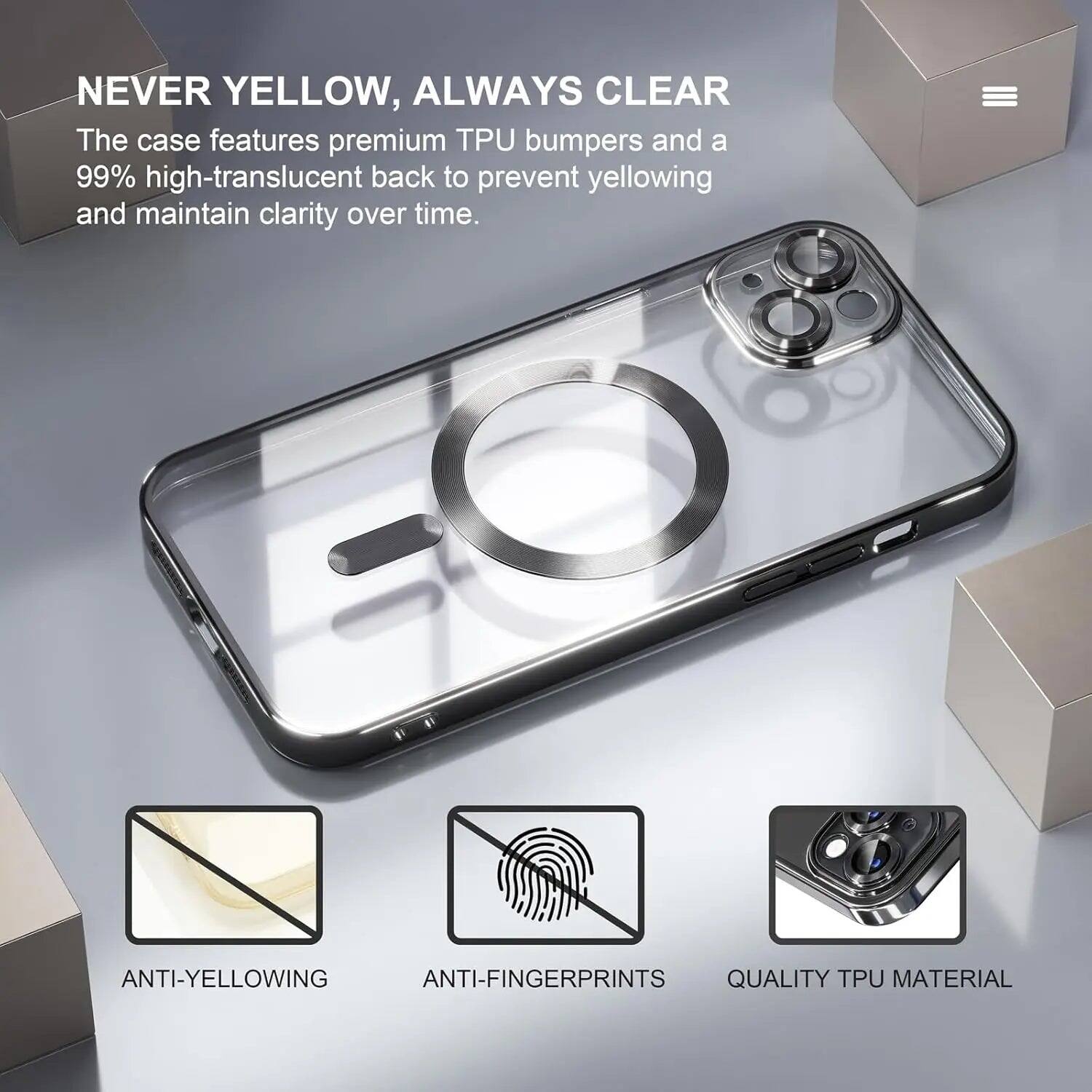 NEVER YELLOW, ALWAYS CLEAR

The case features premium TPU bumpers and a 99% high-translucent back to prevent yellowing and maintain clarity over time.

ANTI-YELLOWING
ANTI-FINGERPRINTS
QUALITY TPU MATERIAL