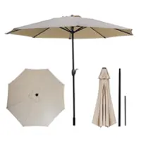 Above - OneClick 2 9 Feet Market Umbrella - Tan - Front_Zoom
