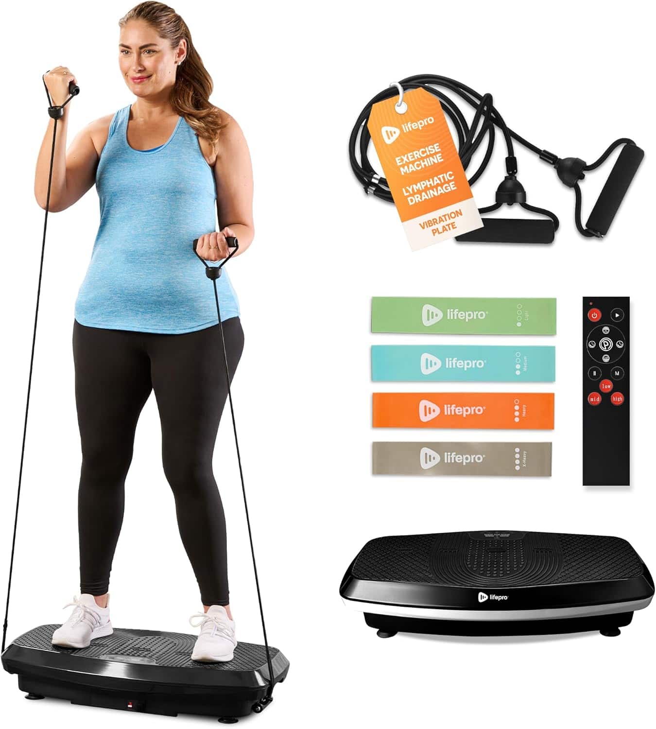 LifePro - Hovert 3D Vibration Plate Machine for Full Body Workout Recovery Balance and Circulation - Black