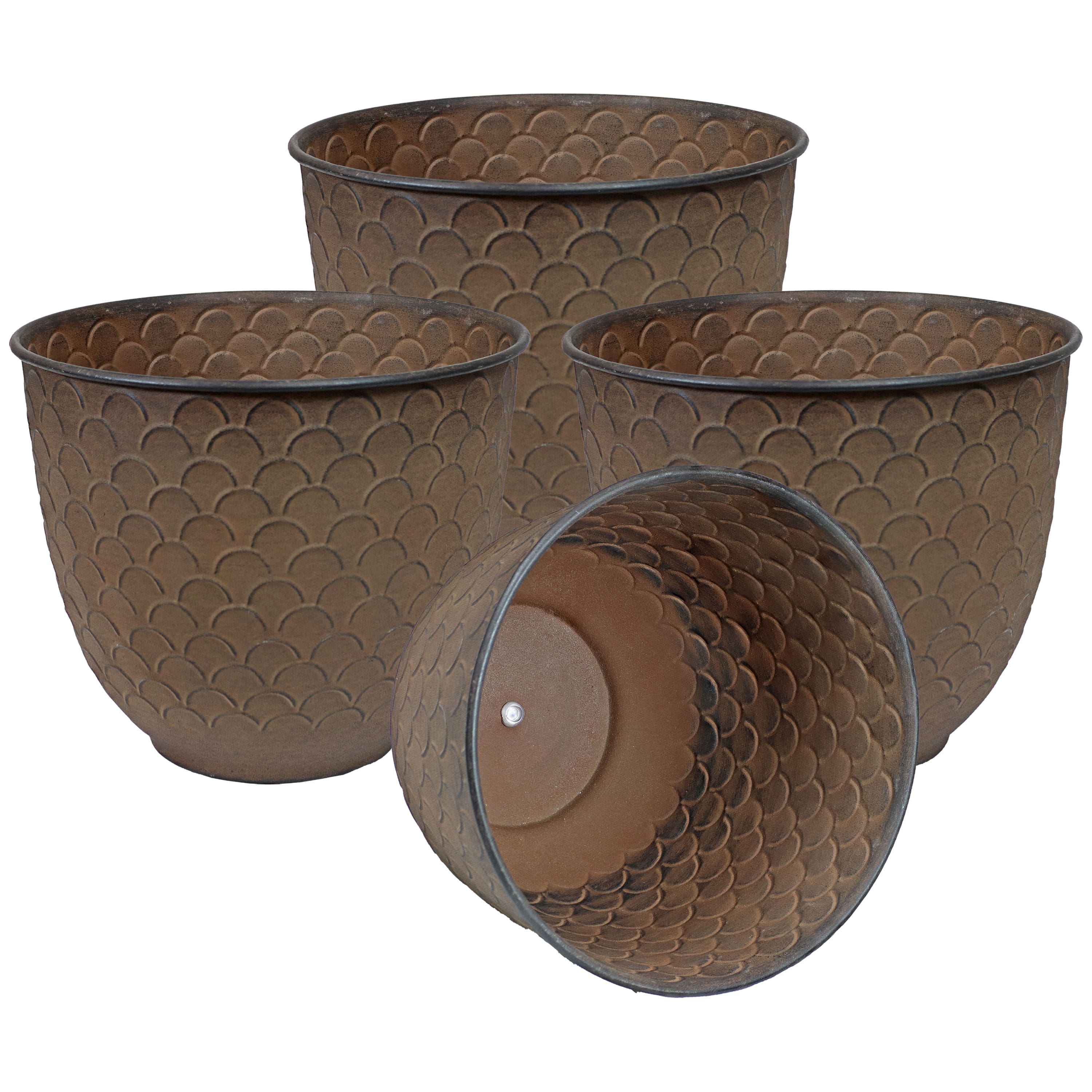 Sunnydaze - Dinah Metal Planter - 12.5 in - Set of 4 - Matte Brown price history on PriceWatchPro