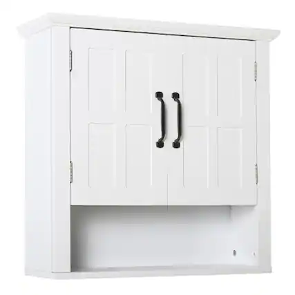 Front. SlickBlue - Bathroom Wall Cabinet with 2 Shelves, Compact Wall-Mounted Storage Organizer for Small Spaces - White.
