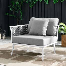 Stance Outdoor Patio Aluminum Left-Facing Armchair by Modway - White Gray