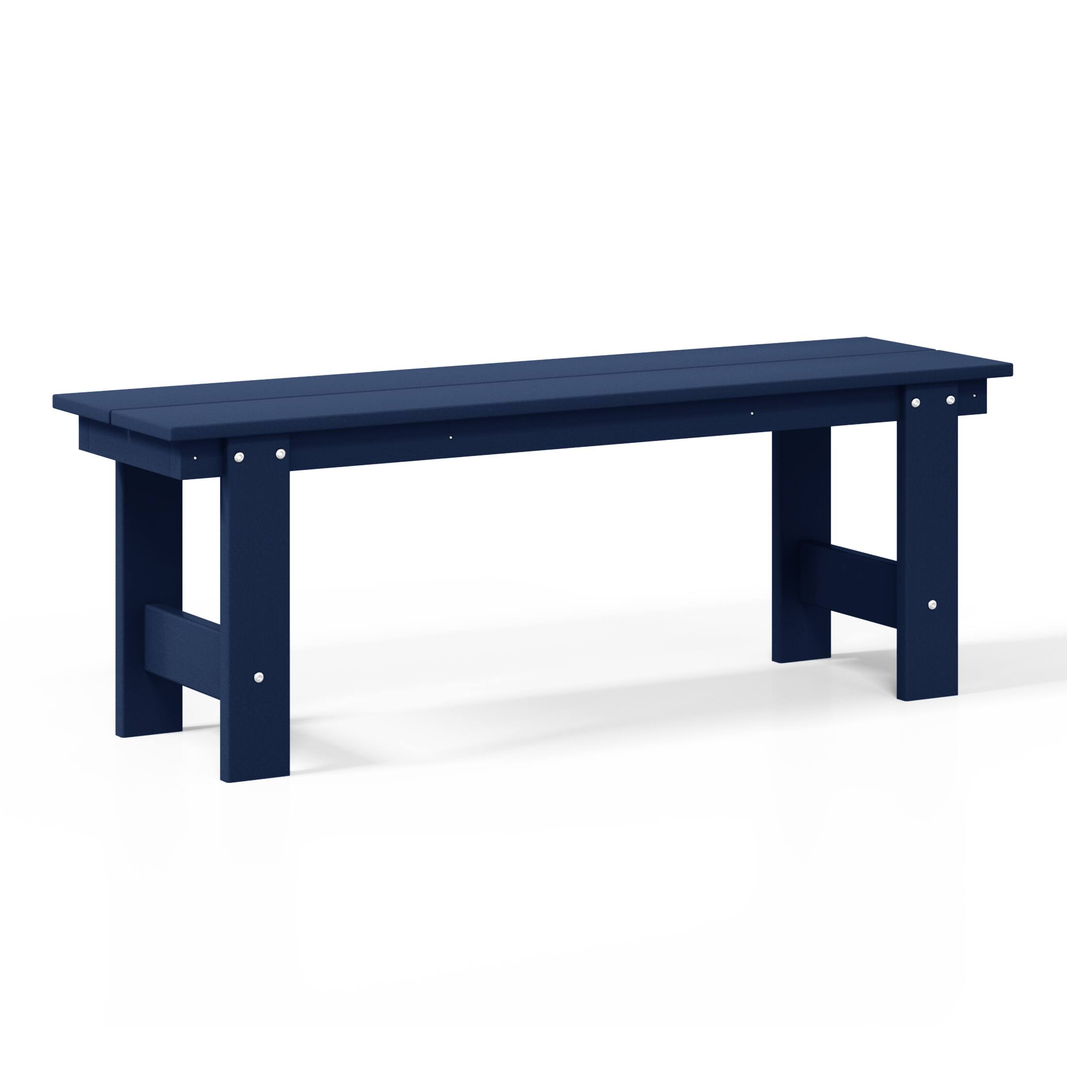 Alt View 2. WestinTrends - WestinTrends Ashore Outdoor HDPE 48" Modern Backless Patio Bench - Navy Blue.