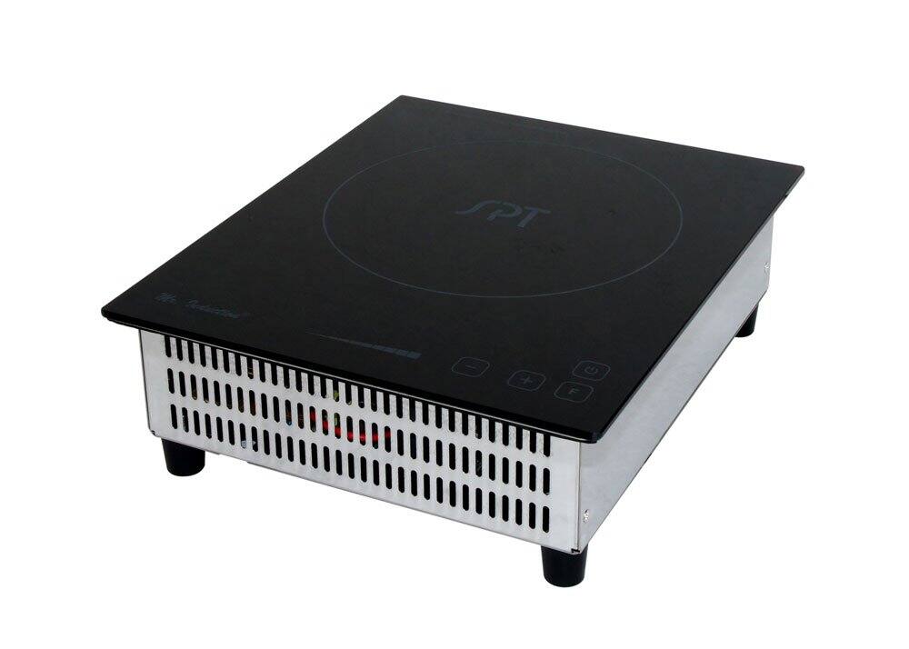 Front. SPT - 1400W Mini Induction Cooktop with Smart-Fry (Built-In/Countertop) - Black.