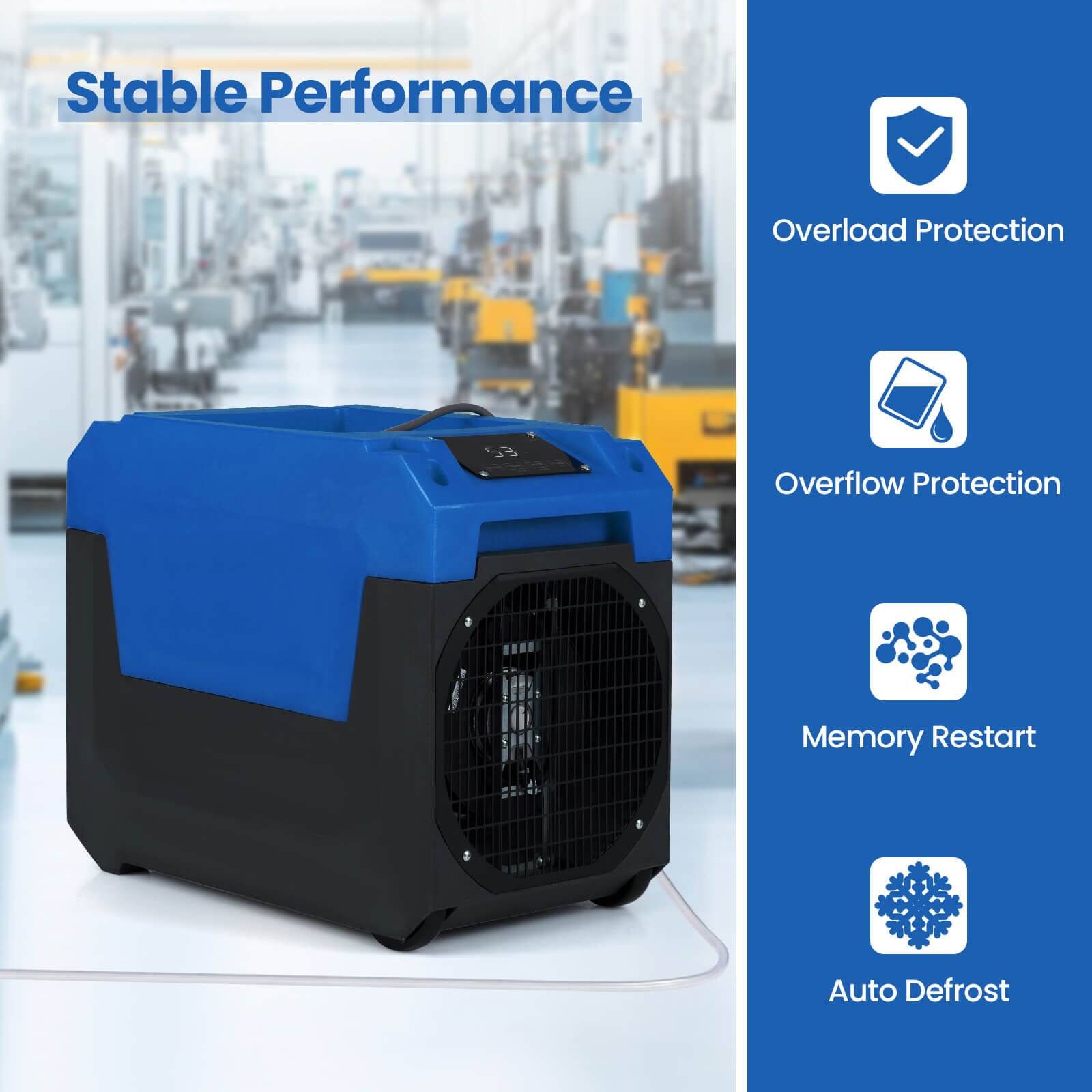 Stable Performance  
- Overload Protection  
- Overflow Protection  
- Memory Restart  
- Auto Defrost