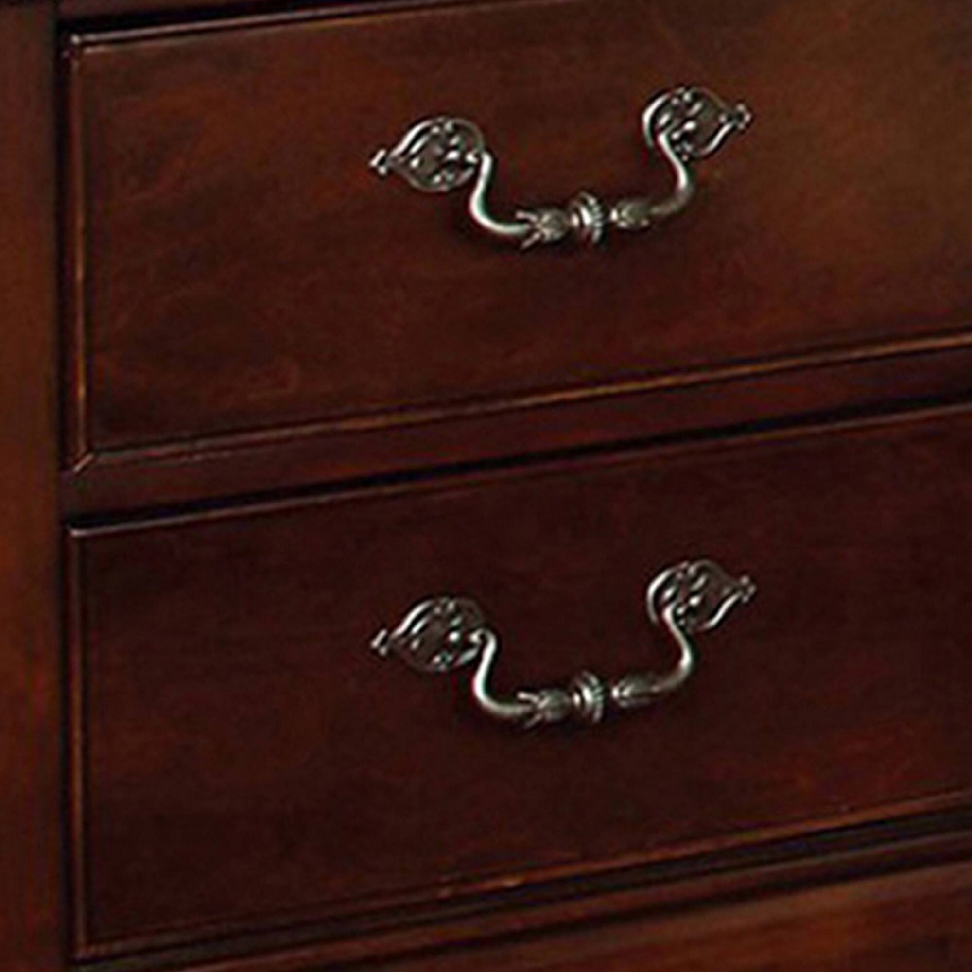 Alt View 2. Manhattan Lane - 2 Drawer Wooden Nightstand with Hidden Top Drawer and Metal Handles - Brown.