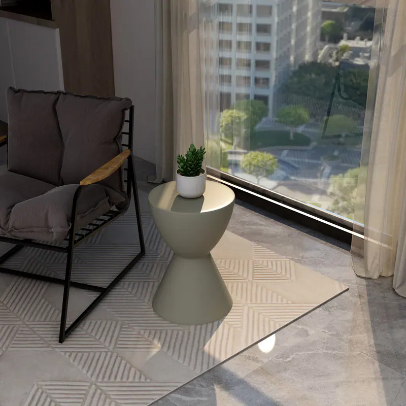 Back. LeisureMod - Loft Fiberstone Hourglass Side Table, Weather Resistant Indoor/Outdoor Pedestal Accent Table - Moss Grey.