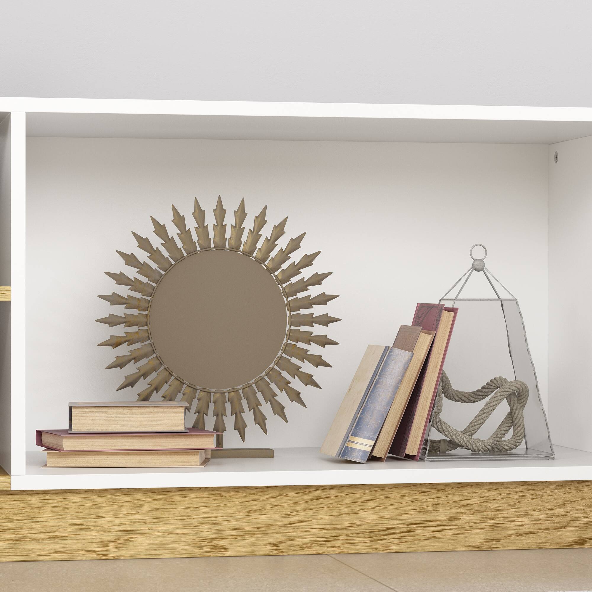 Alt View 9. Famapy - Famapy Modern TV Stand: Fits 80 - Inch TVs, Angled Doors & Ample Storage - White & Wooden.