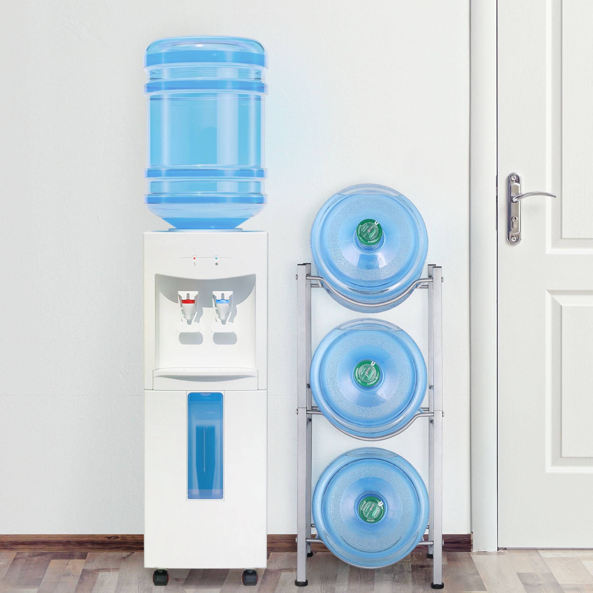 Angle. Oumilen - 3-Tier Single Column Water Bottle Rack with Square Tubes, Silver - Silver.