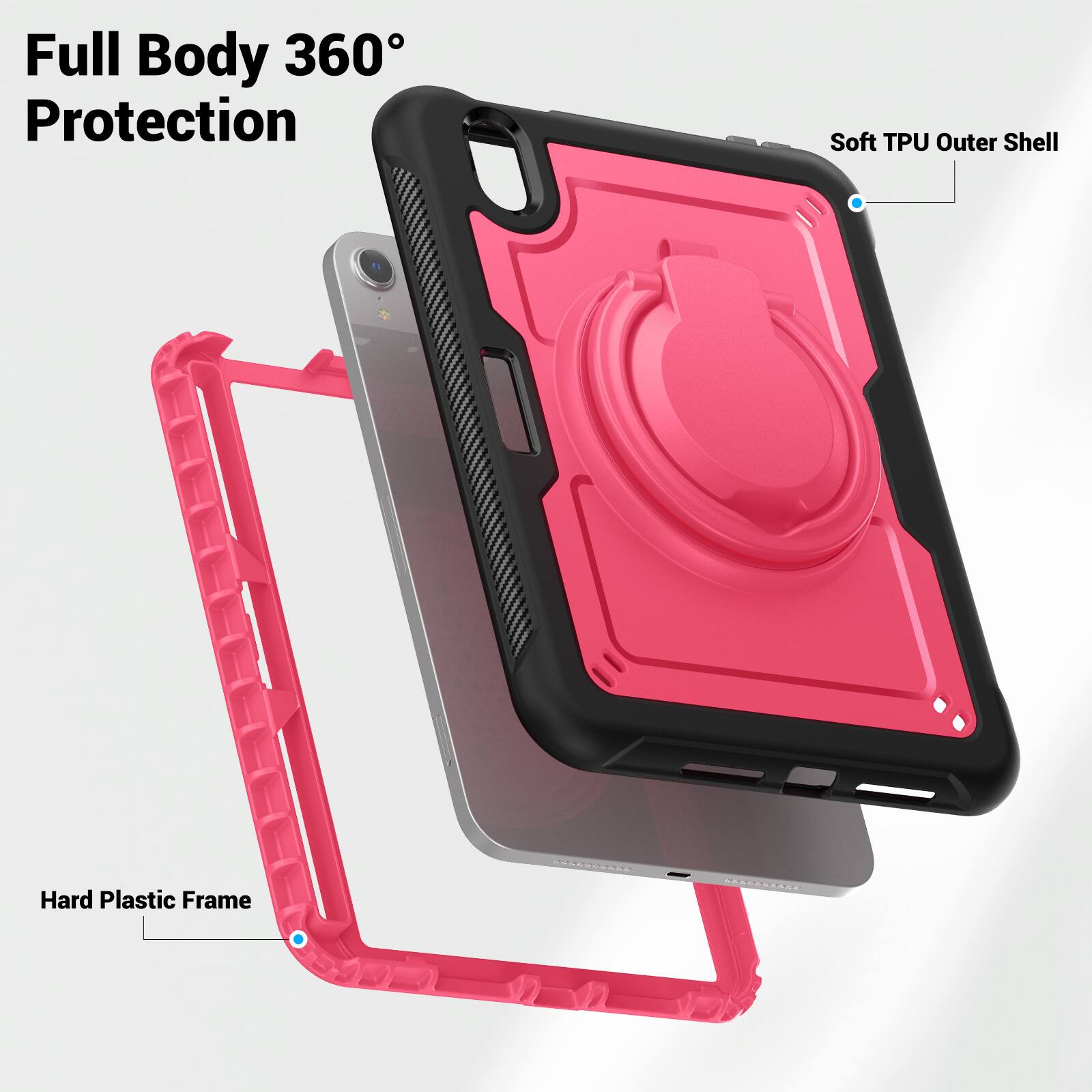 Full Body 360° Protection  
Soft TPU Outer Shell  
Hard Plastic Frame