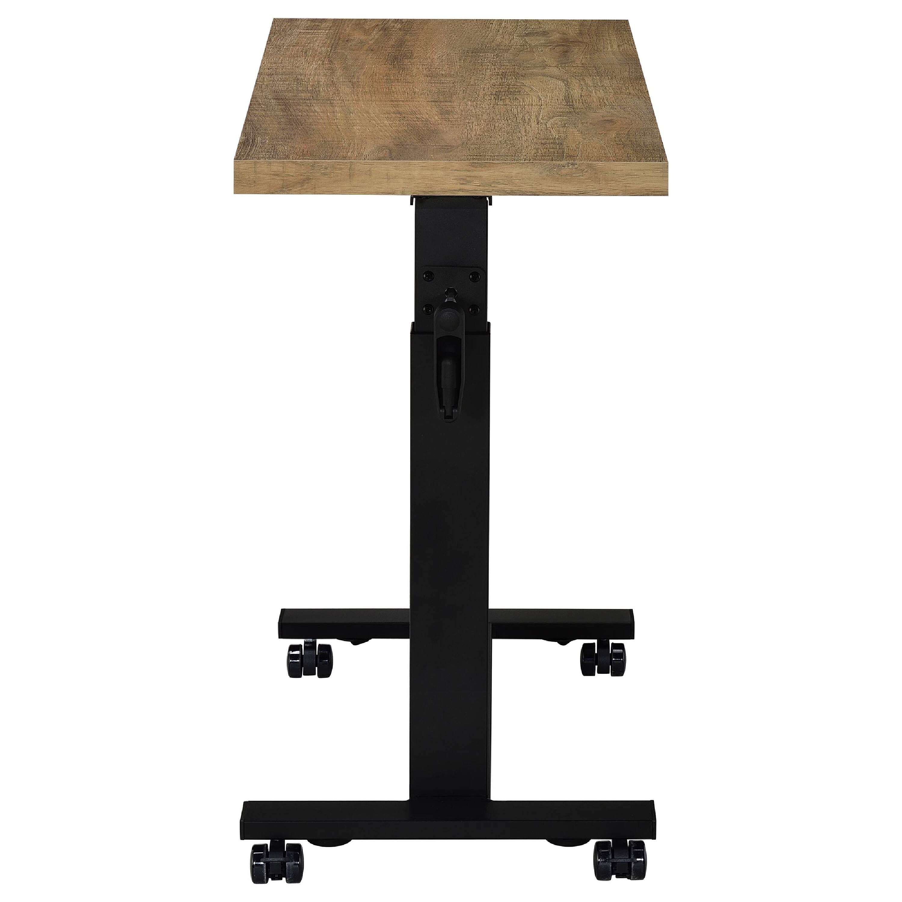 Alt View 4. Manhattan Lane - Park C-Shape Mobile Overbed Table, Steel Base, 28-40 Inch - Mango Brown, Black.