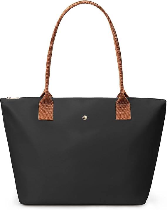 Front. Vulpecula Spade - Tote Bag for Women Nylon Top-Handle Purse,Shoulder Hobo handBag with Zipper Leisure Foldable Weekend - Black.