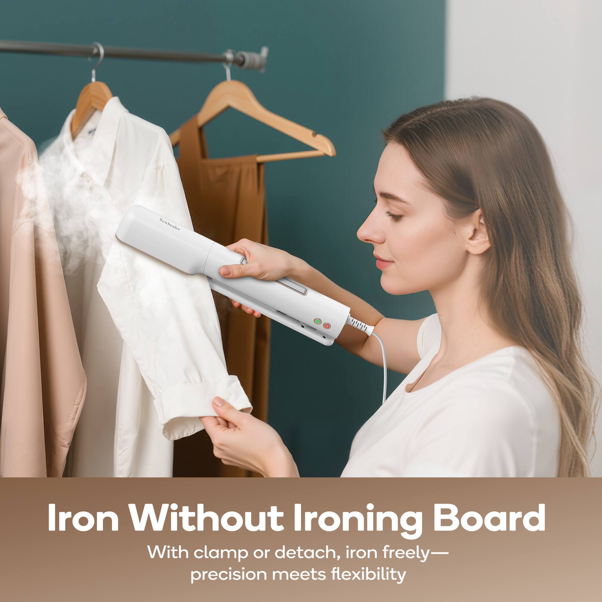 Iron Without Ironing Board  
With clamp or detach, iron freely—  
precision meets flexibility