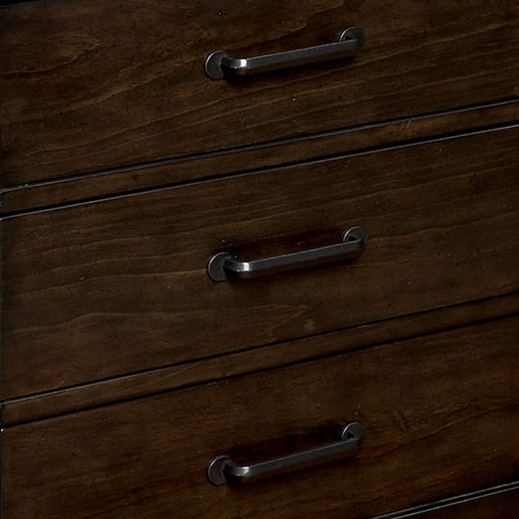 Alt View 3. Manhattan Lane - Three Drawer Nightstand with Metal Handle And Crossed Planked Side Panels - Brown.