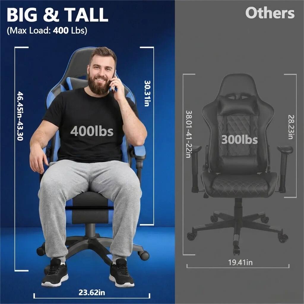 BIG & TALL (Max Load: 400 Lbs)  
Others  
46.45in-43.30in  
400lbs  
30.31in  
38.01-41-22in  
300lbs  
28.23in  
19.41in  
23.62in