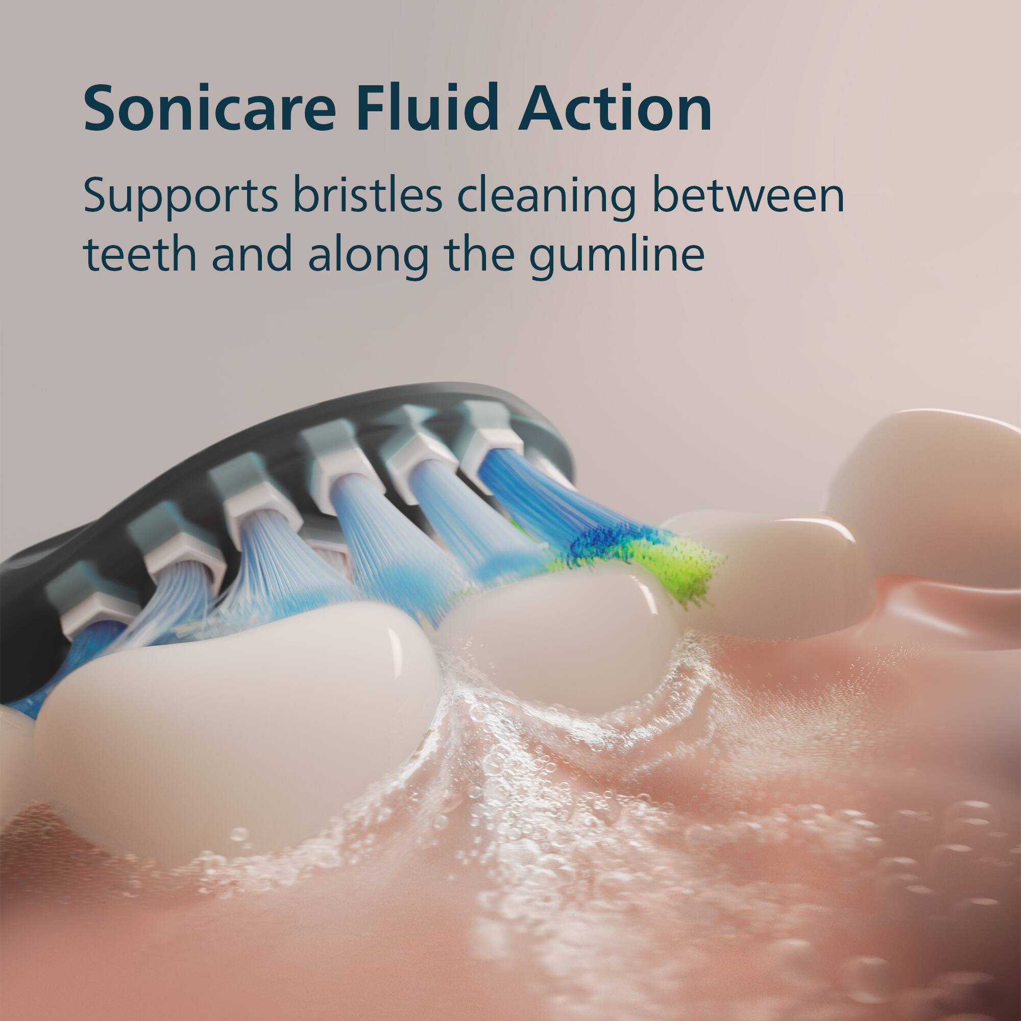 Sonicare Fluid Action  
Supports bristles cleaning between teeth and along the gumline