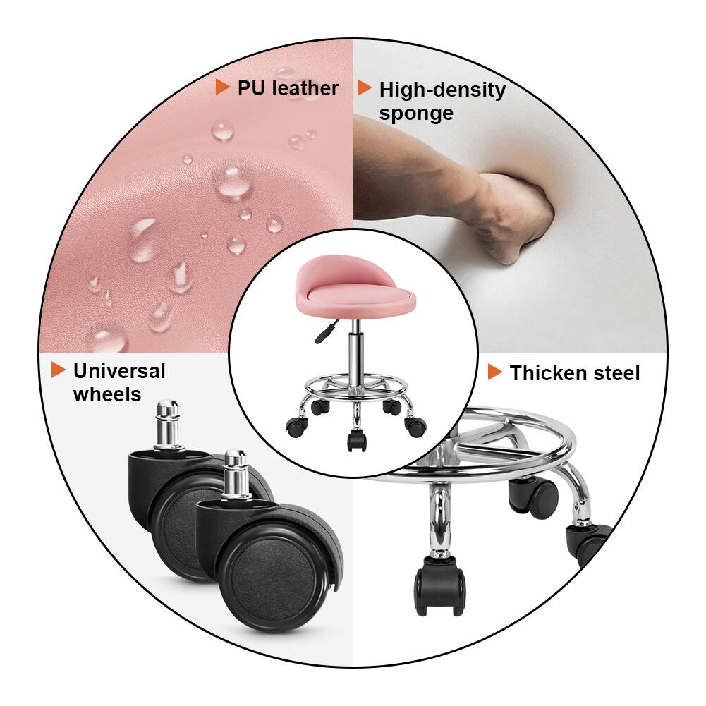 - PU leather
- High-density sponge
- Universal wheels
- Thicken steel