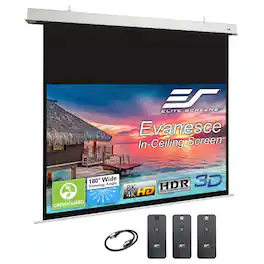 Elite Screens - Evanesce,126" D,16:9,In-Ceiling Recessed Electric MatteWhite Standard Throw 4K UHD Projector Screen, IHOME126HW3-E20 - White