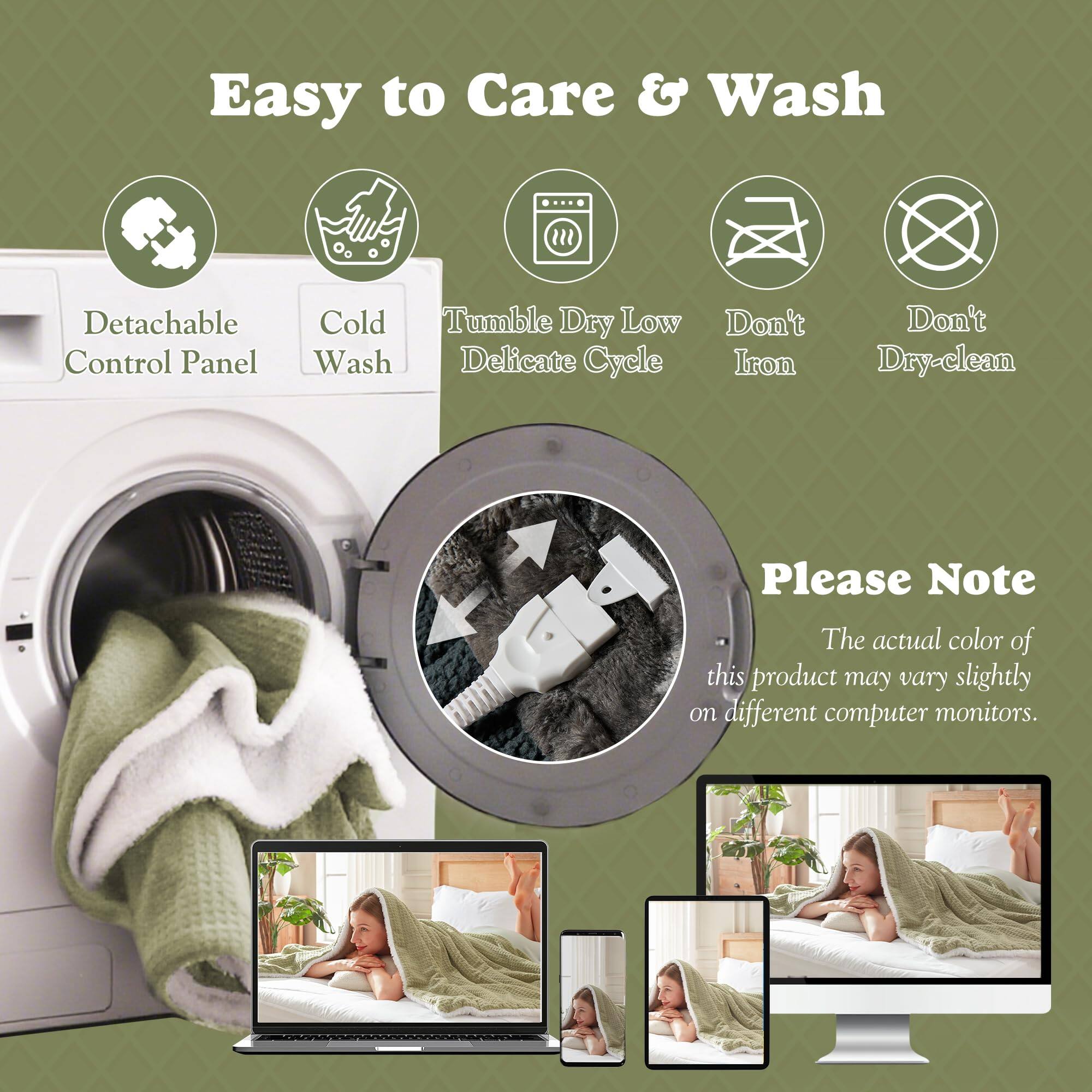 Easy to Care & Wash

- Detachable Control Panel
- Cold Wash
- Tumble Dry Low Delicate Cycle
- Don't Iron
- Don't Dry-clean

Please Note
The actual color of this product may vary slightly on different computer monitors.