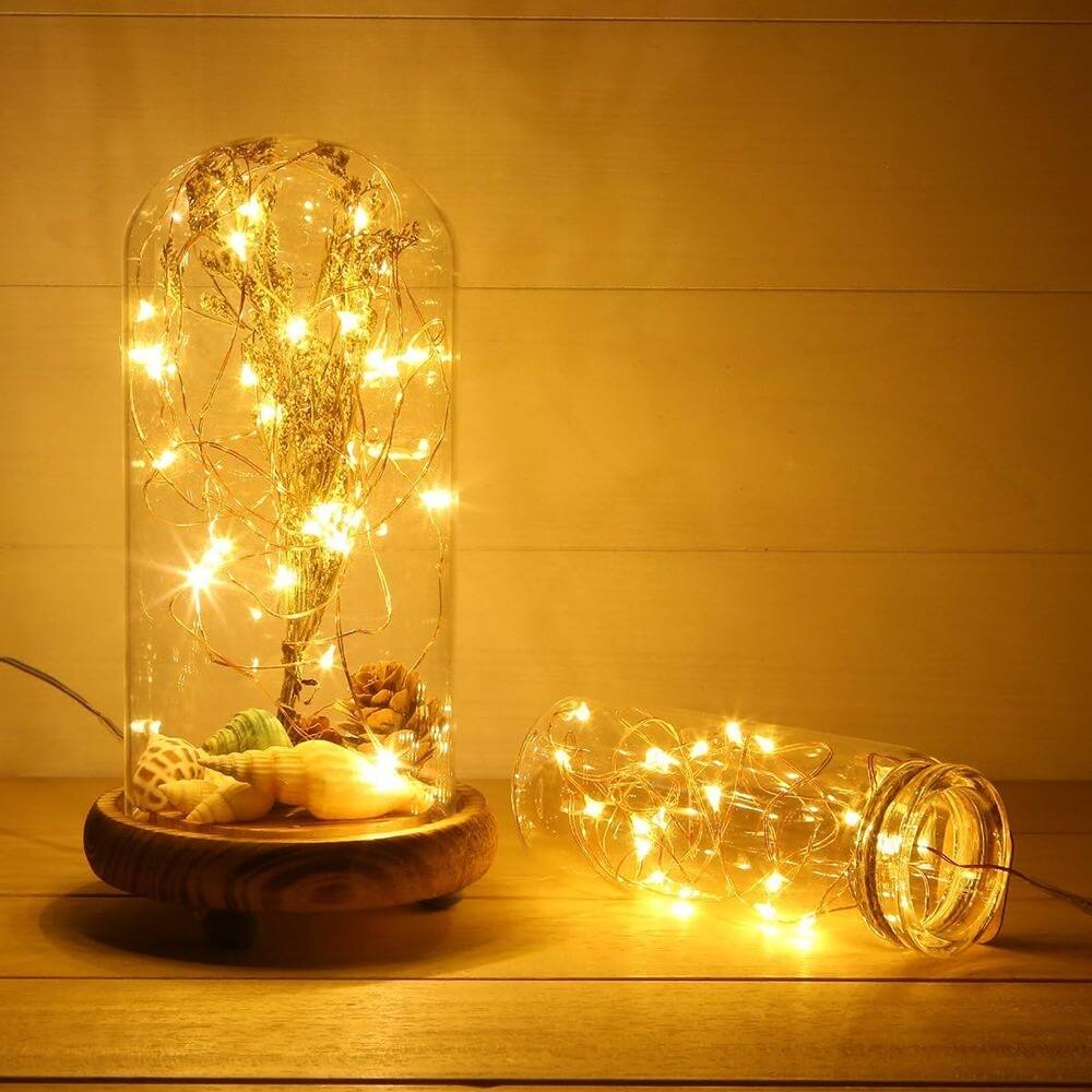 Left. THIRSTY TURTLE - 16.5ft 50 LED Battery Operated Fairy Lights, Warm White, for Party & Wedding.