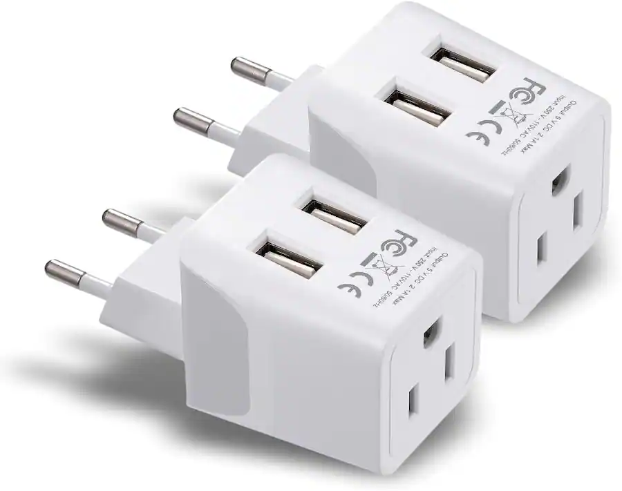 Ceptics Europe & Egypt Travel Adapter Plug with Dual USB White CTU-9C ...
