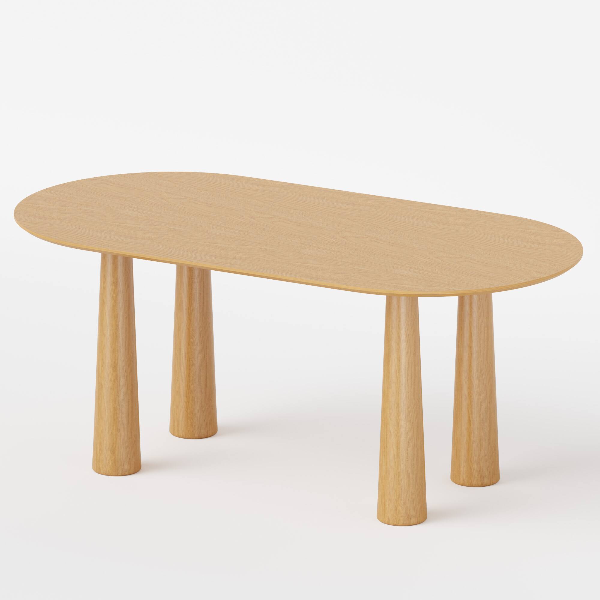Angle. PexFix - Solid Wood Oval Dining Table | Modern Minimalist for 6, 67-Inch Kitchen Table with 4 Legs - Natural.