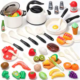 CUTE STONE - Play Kitchen Accessories Toy, Play Food Sets for Kids Kitchen