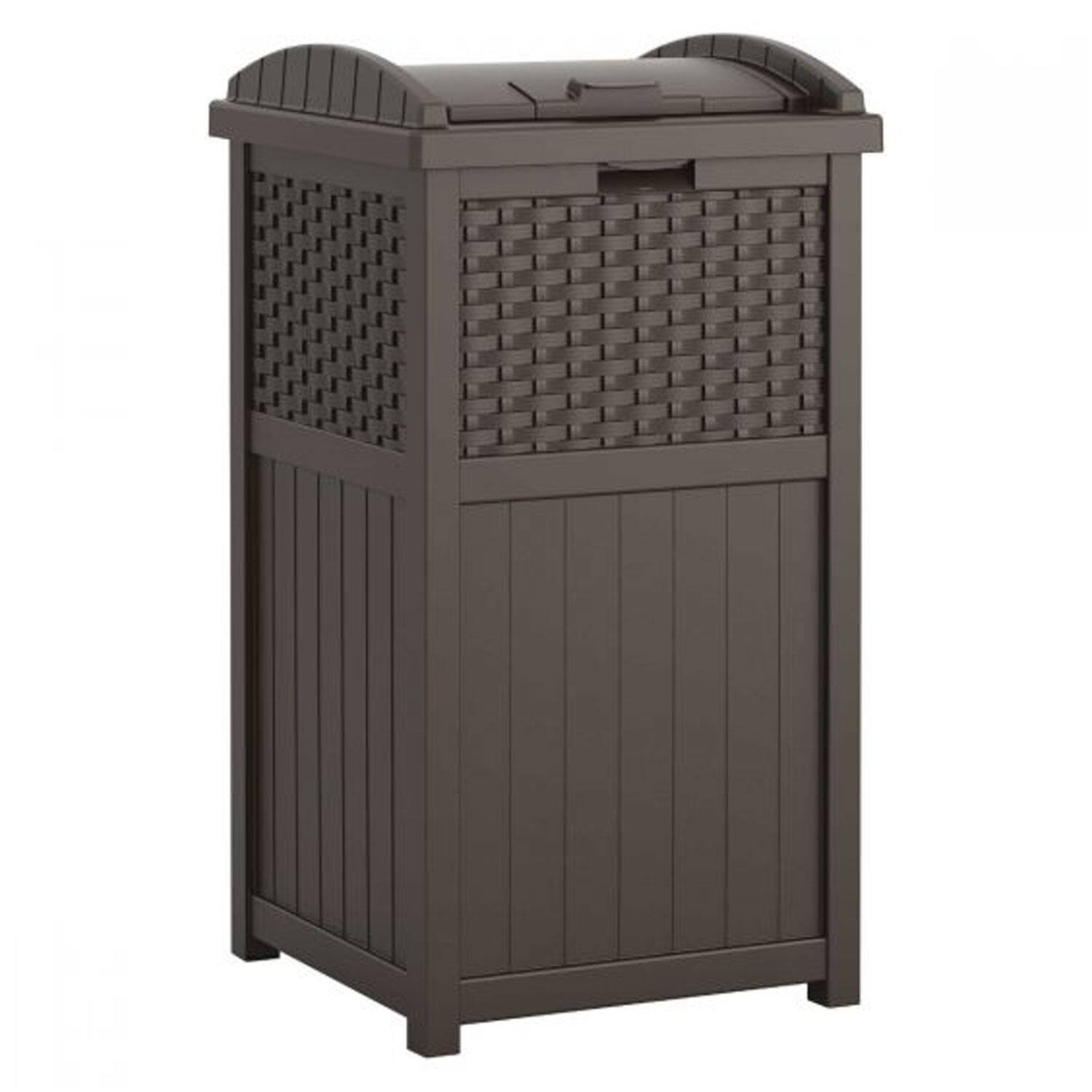 Alt View 1. Suncast - Suncast Trash Hideaway Resin Wicker Style Garbage Bin & 99 Gallon Deck Box, Java - Java.