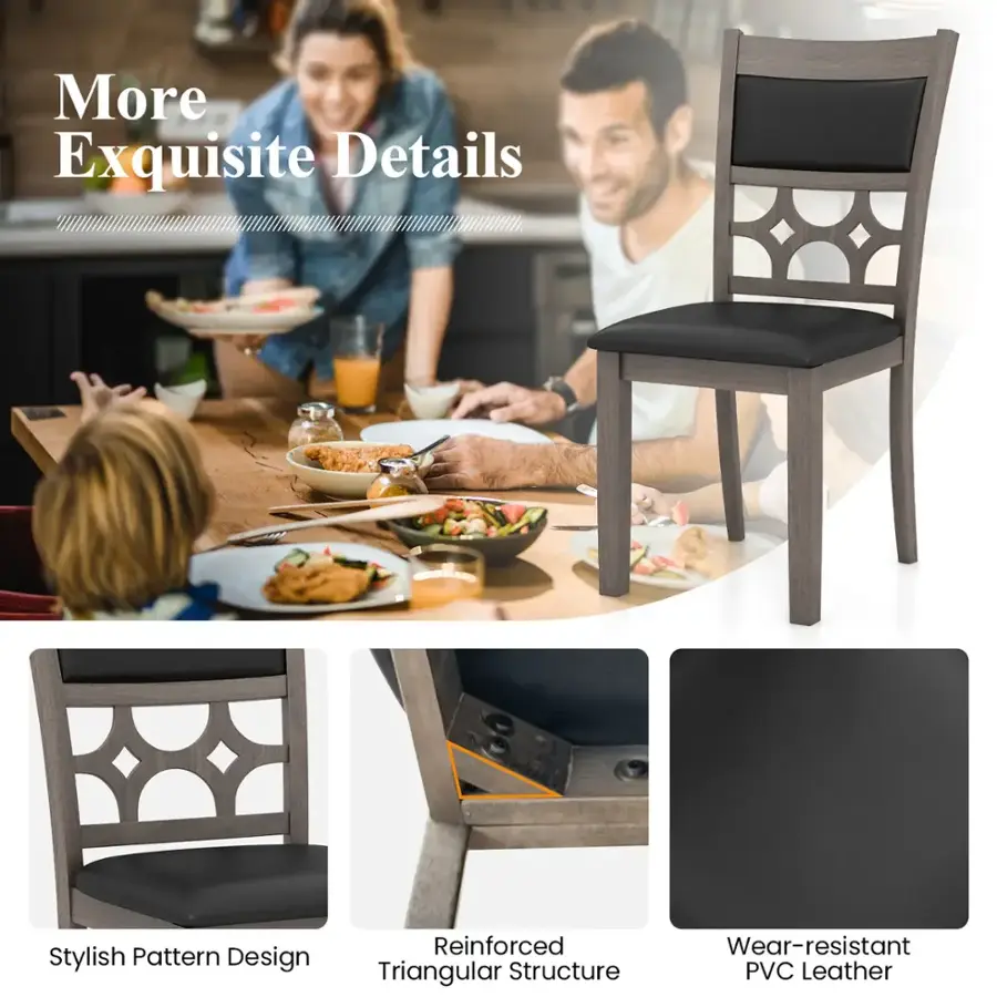 The text on the image is grouped as follows:

1. More Exquisite Details
2. Stylish Pattern Design
3. Reinforced Triangular Structure
4. Wear-resistant PVC Leather