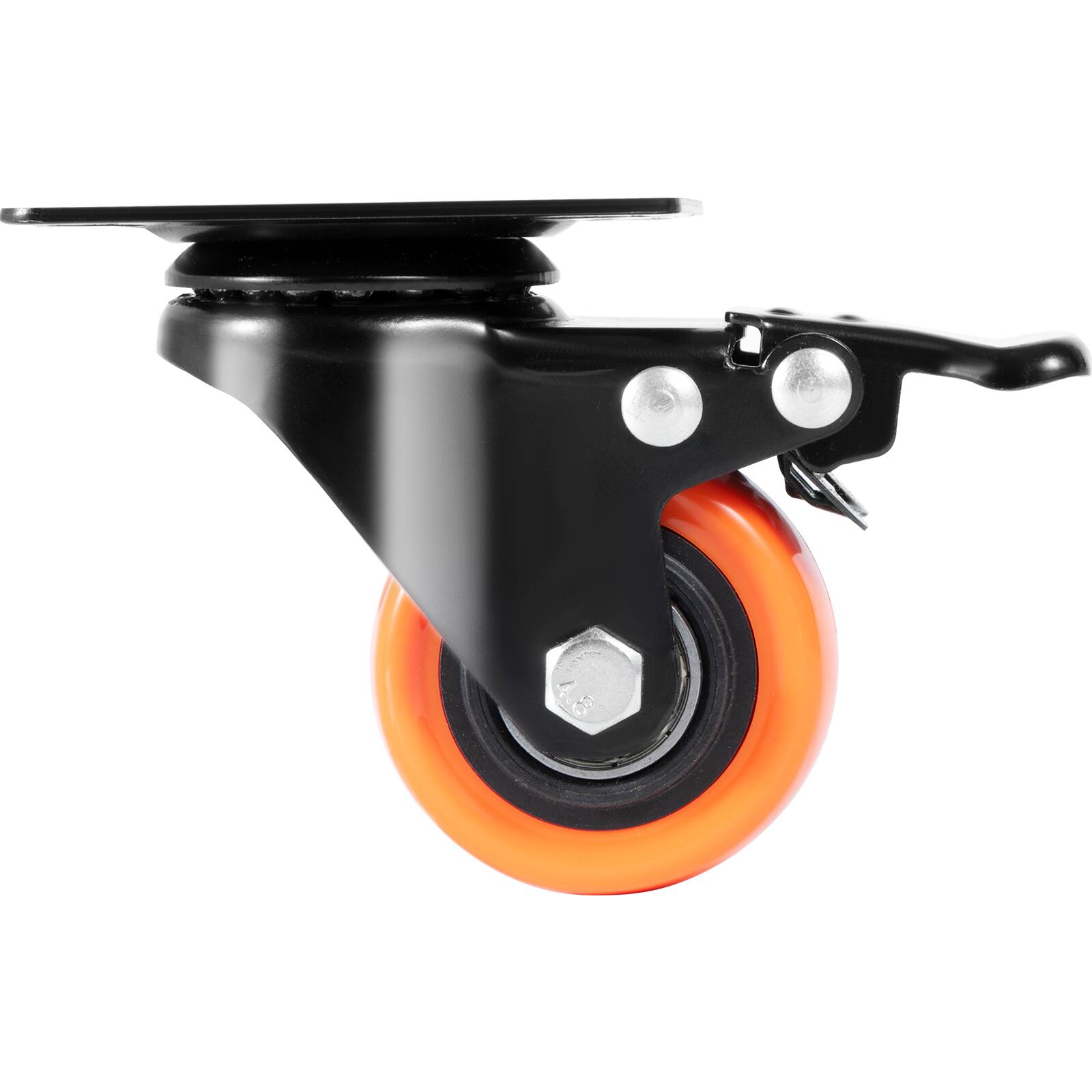 Alt View 5. VEVOR - Caster Wheels, 2-inch Swivel Plate Casters, Set of 4, with Security Dual Locking No Noise PVC Wheels - Black;Orange.