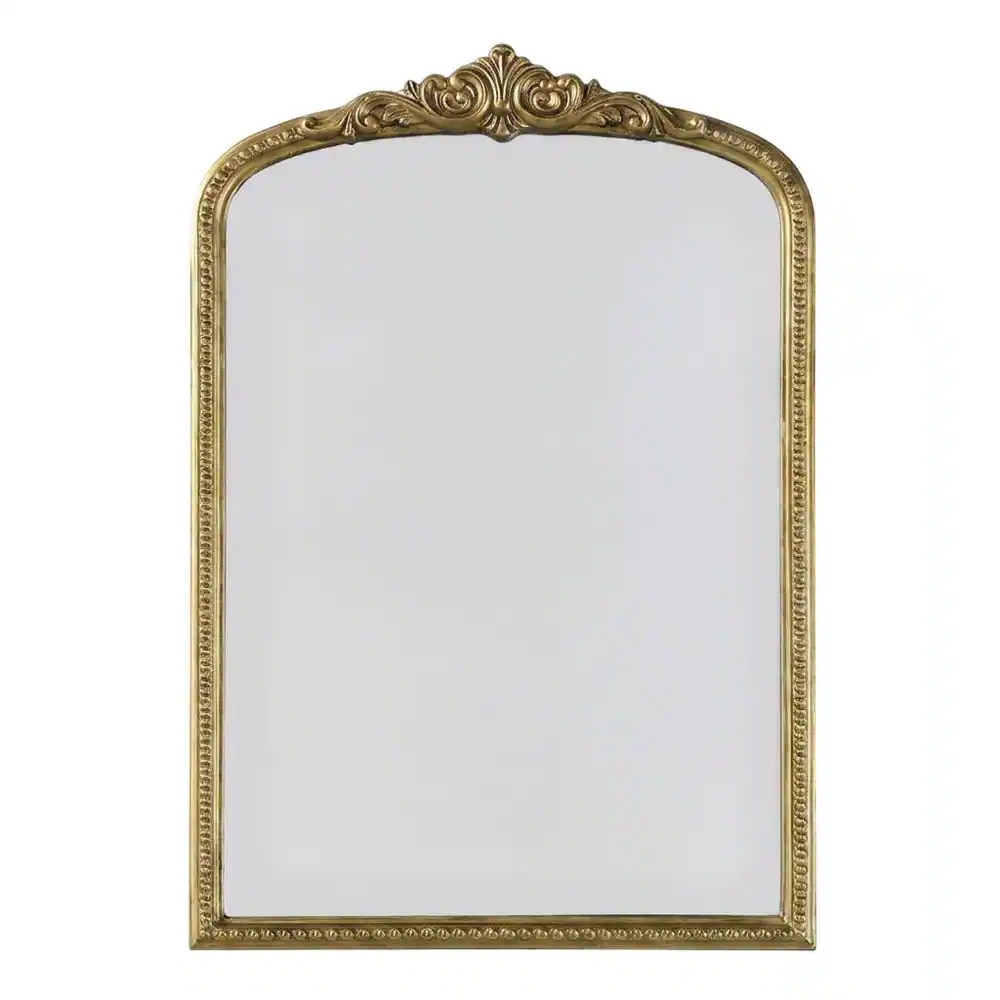Front. Elegant Decor - Naomi Vintage Resin Mirror 24x36 in Antique Brass - Antique Brass.
