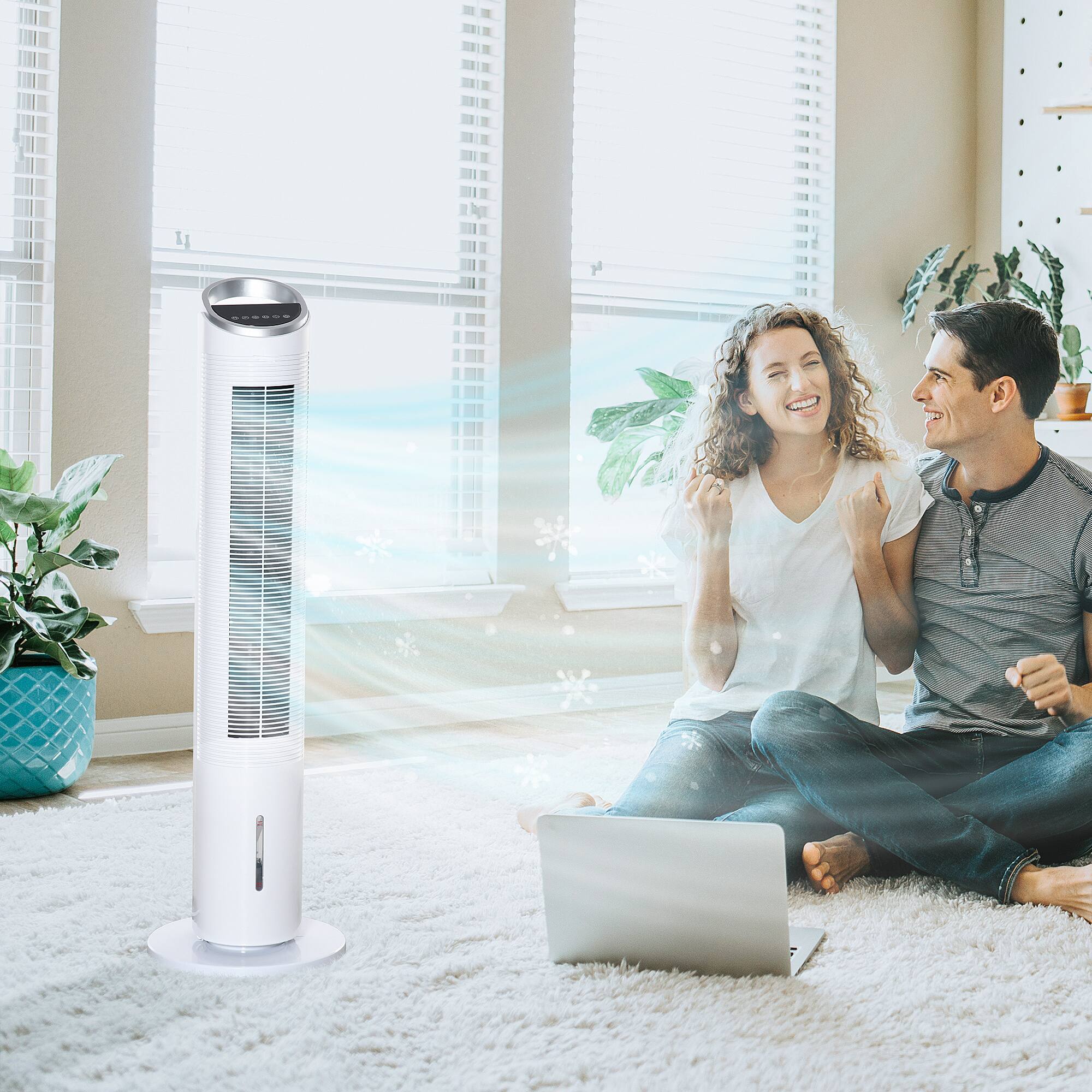 Alt View 1. Ecooso - 40" Portable 3-in-1 Evaporative Cooler with Humidifier, Timer, Remote, Oscillation - White.