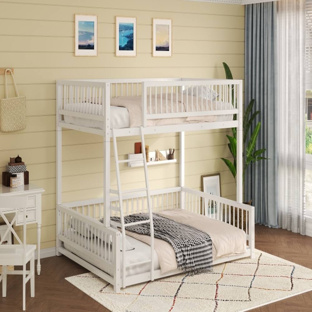 Alt View 1. Loheer - Loheer Full XL Over Queen Bunk Bed Heavy Duty Metal White - White.