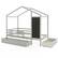 Alt View 7. Costway - Twin House Bed with 2 Storage Drawers Solid Wood Platform Bed with Blackboard - Gray.