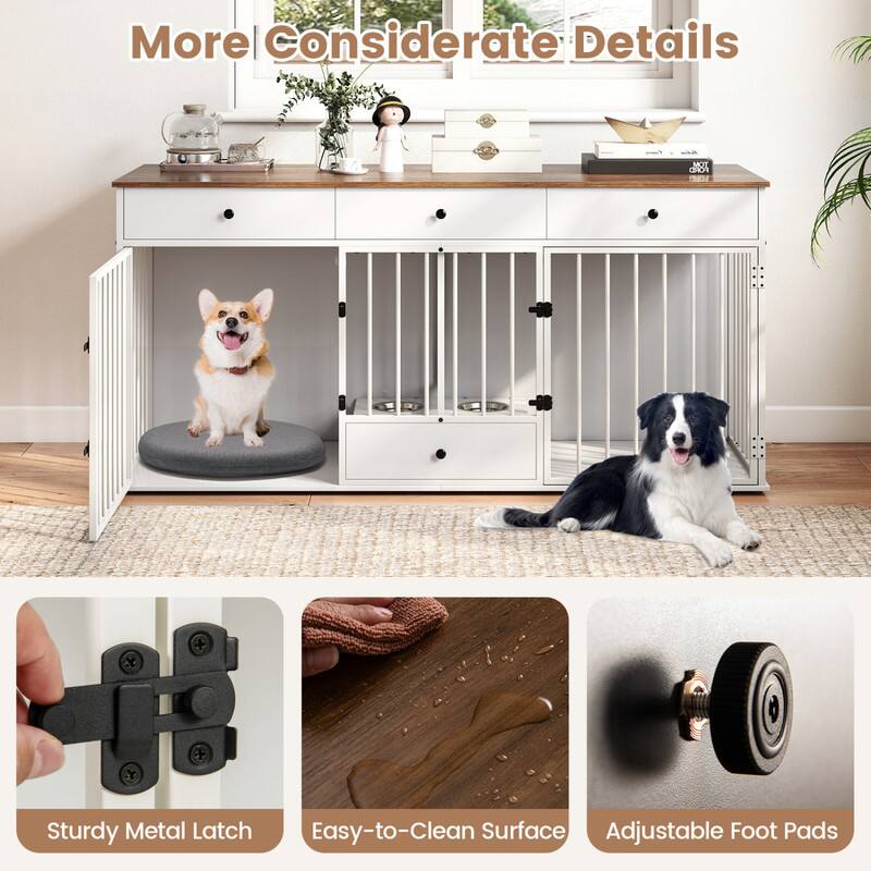 More Considerate Details

- Sturdy Metal Latch
- Easy-to-Clean Surface
- Adjustable Foot Pads