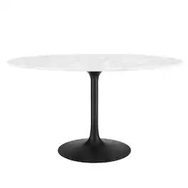 Lippa 54" Oval Faux Marble Dining Table by Modway - Black White