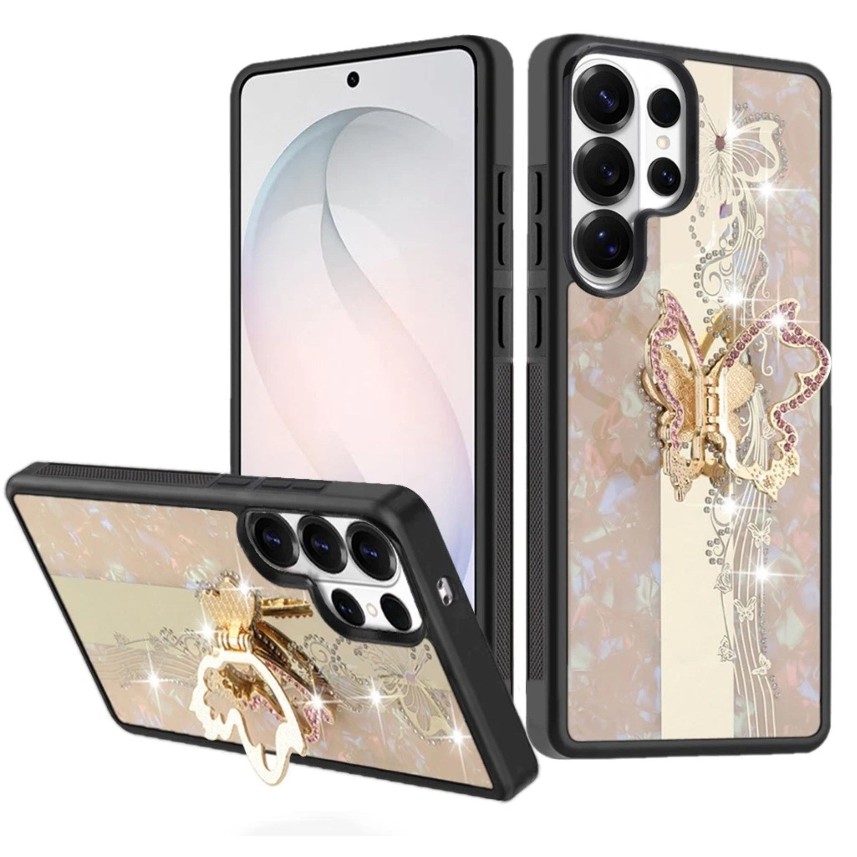 Kitcheniva - Rhinestone Bling Decor Glitter Cover Plus Tempered Glass For Samsung S26 Ultra Enchanted Butterfly - Gold price history on PriceWatchPro
